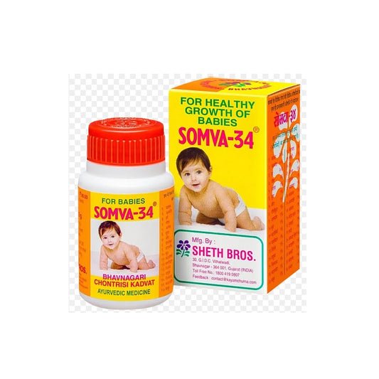 Sheth Brothers Ayurvedisches Somva-34 für Babys, Pulver und Sirup