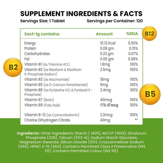 Himalayan Organics Комплексная добавка B для поддержки когнитивного здоровья, 120 вегетарианских таблеток