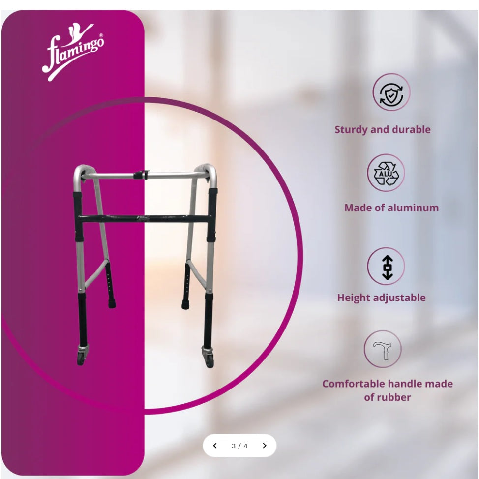 Flamingo Health Orthopaedic Walker with Castor (360° rotating wheels) Universal Code 2335