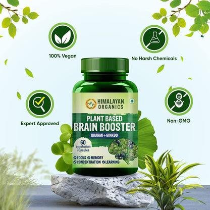 Himalayan Organics Plant Based Brain Booster Ginkgo Brahmi Vegetarian 60 Capsules