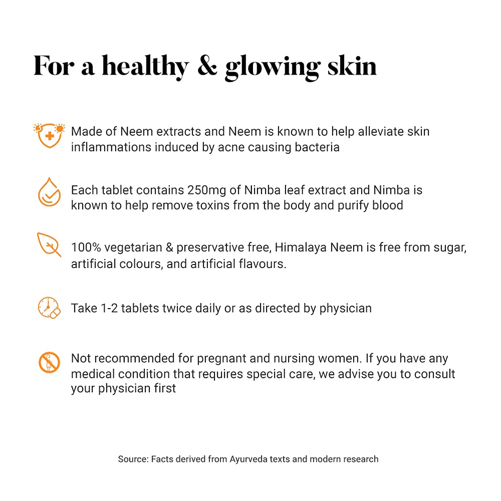 Himalaya Pure Herbs Skin Wellness Травяной аюрведический препарат Ним для борьбы с прыщами, 60 таблеток