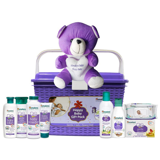 Himalaya Herbal Happy Baby Care Geschenkpaket 8 N + Gratis Teddybär-Set