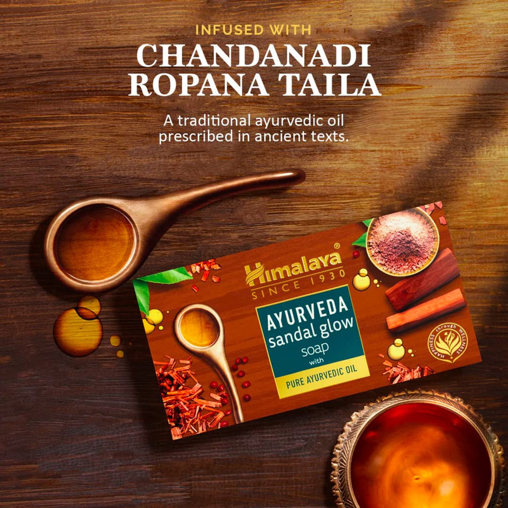 Himalaya Herbal Аюрведический уход за телом Аюрведическое сандаловое сияние Чистое сандаловое масло в мыле на основе аюрведы для питательного мыла для сияющей кожи