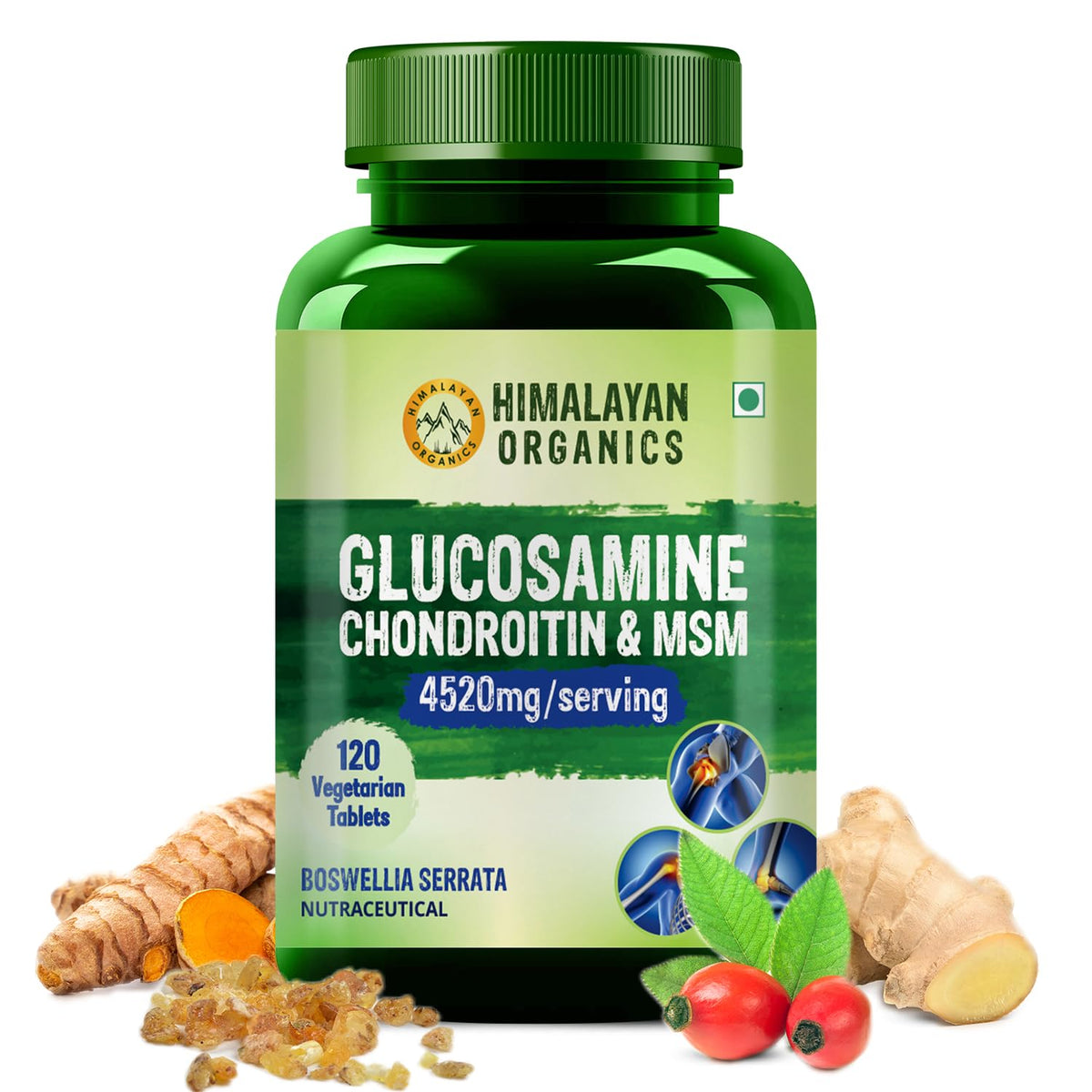 Himalayan Organics Glucosamine Chondroitin MSM 4520mg Vegetarian 120 Tablets