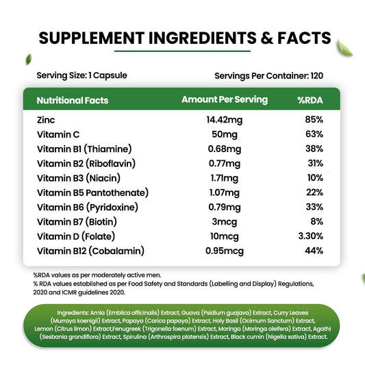 Himalayan Organics - Pflanzliches Zink mit Vitamin C stärkt das Immunsystem und wirkt entzündungshemmend bei Akne. 120 vegetarische Kapseln