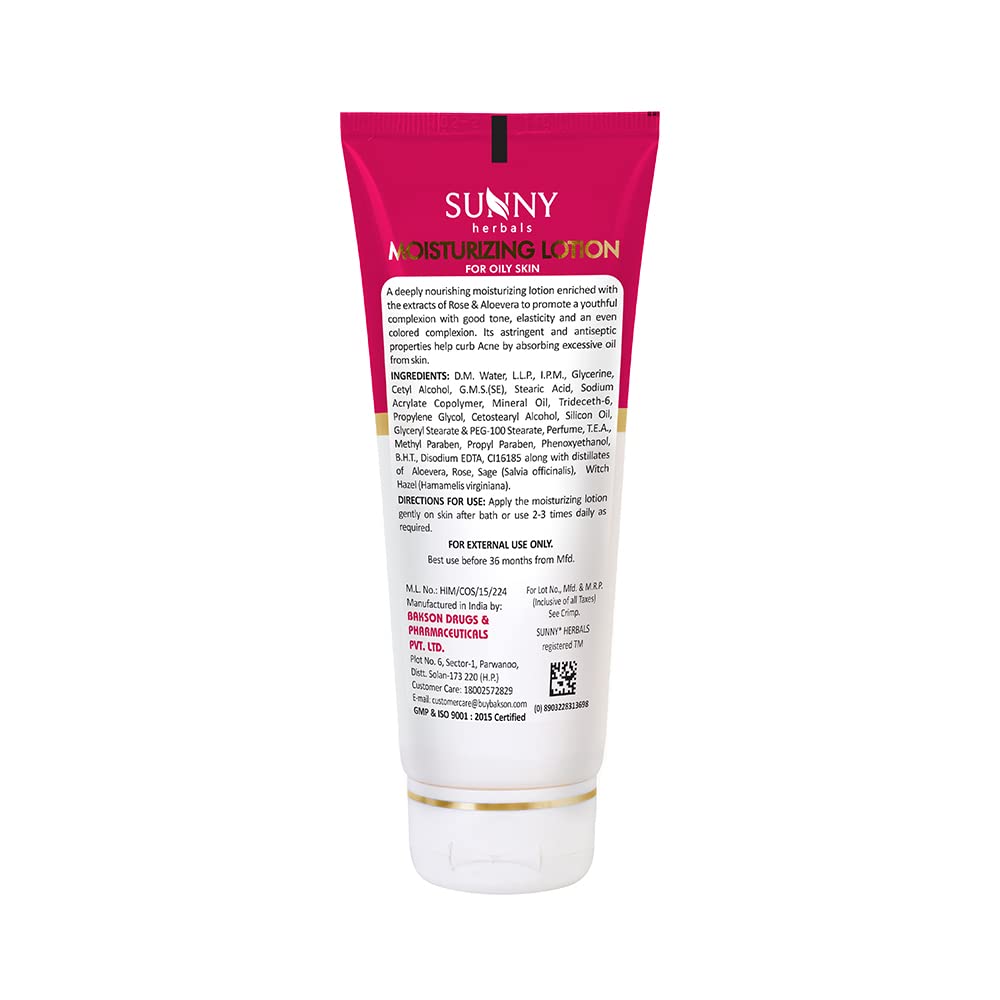 Bakson's Sunny Herbals Moisturizing Lotion With Aloevera & Rose For Oily Skin Care Lotion 100ml