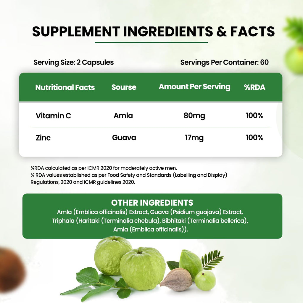 Himalayan Organics Plant Based Vitamin C With Zinc Vegetarian 120 Capsules