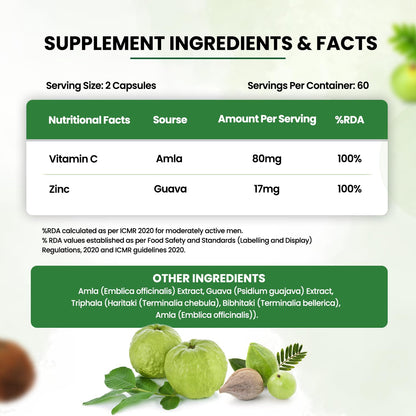 Himalayan Organics Plant Based Vitamin C With Zinc Vegetarian 120 Capsules