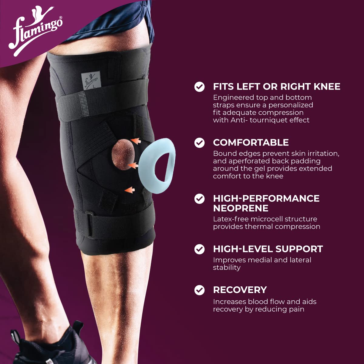 Flamingo Health Orthopaedic Gel Bi Axle Hinged Knee Brace Code 2132