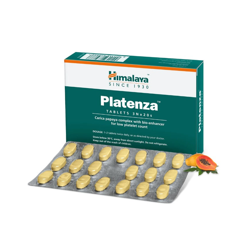 Комплекс Himalaya Herbal Ayurvedic Platenza Carica Papaya с биоусилителем для низкого содержания тромбоцитов 3 х 20 таблеток