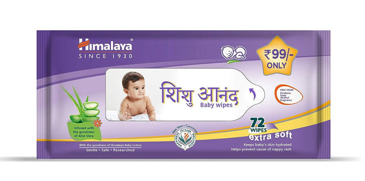 Аюрведические салфетки Himalaya Herbal Shishu Anand Baby Care сохраняют кожу ребенка увлажненной 72 секунды