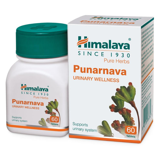 Himalaya Pure Herbs Urinary Wellness Травяной аюрведический препарат Пунарнава, омолаживающий или обновляющий организм, 60 таблеток