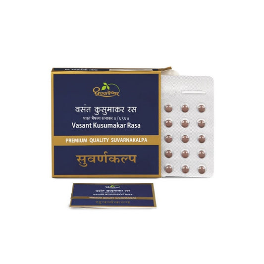 Dhootapapeshwar Ayurvedic Vasant Kusumakar Ras Premium Qualität Suvarnakalpa Tabletten