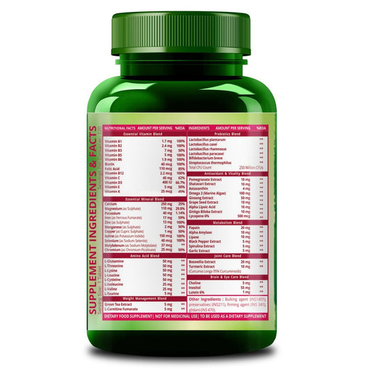 Himalayan Organics Multivitamin mit Probiotika für Frauen, 120 vegetarische Tabletten (60 + natürliche Extrakte, essentielle Vitamine und Mineralien, Vitamin D3, B12, Kalzium, Curcumin und Biotin)