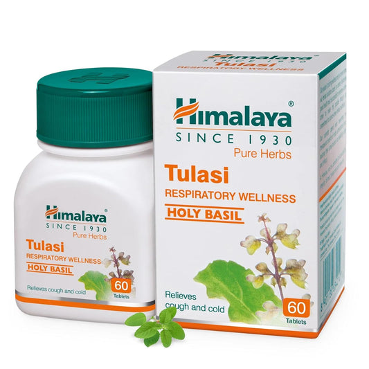 Himalaya Pure Herbs Респираторное здоровье Травяной аюрведический Туласи Священный базилик снимает кашель и простуду, 60 таблеток