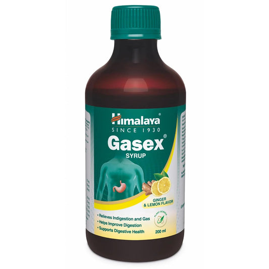 Himalaya Herbal Ayurvedic Gasex Сироп с имбирем, лимоном и элаичи, улучшающий пищеварение, 200 мл