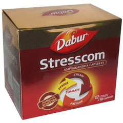 Dabur Ayurvedic Stresscom Ashwagandha-Kapsel, 10 Stück (12 Streifen), 120 Kapseln