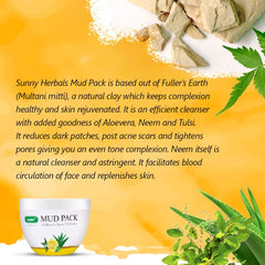 Bakson's Sunny Herbals Mud With Aloevera,Neem,Tulsi & Lemon For Radiant Skin Care Pack 150gm