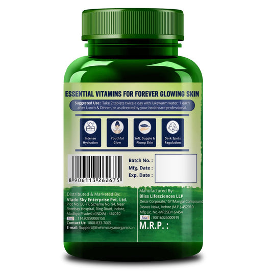 Himalayan Organics Hautvitamin mit Hyaluronsäure, vegetarisch, 60 Tabletten