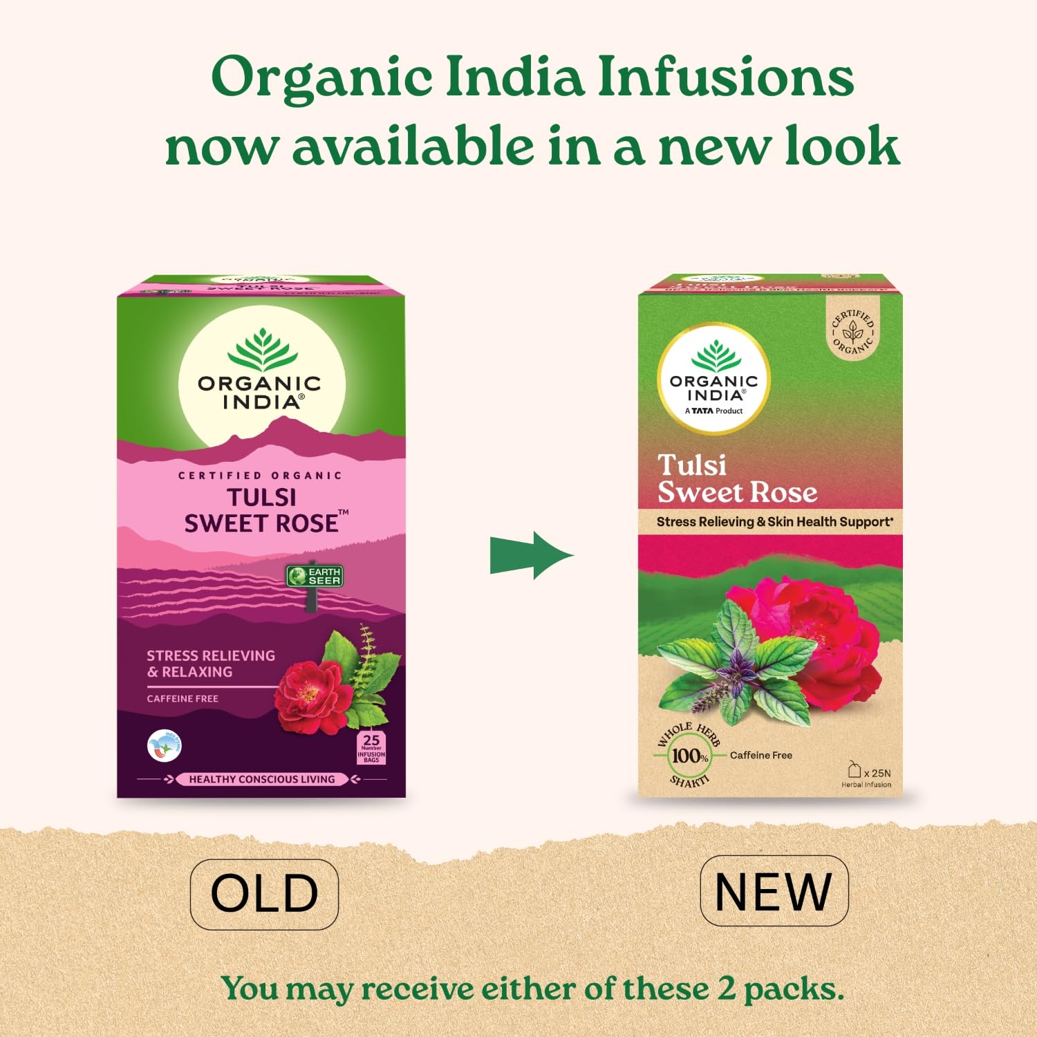 Organic India Tulsi Sweet Rose Green Tea 25 Infusion Bag