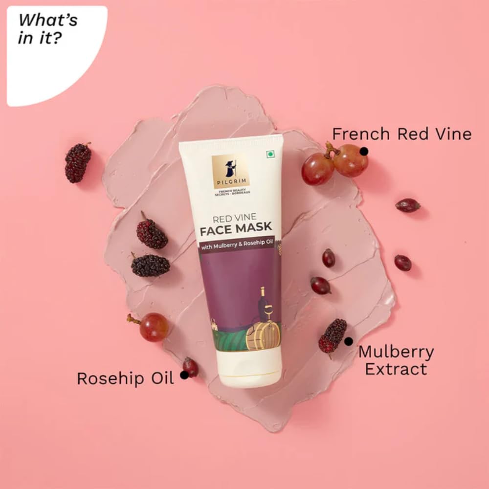 Pilgrim Cosmetics Red Vine Face Mask with Mulberry & Rosehip Oil 100g