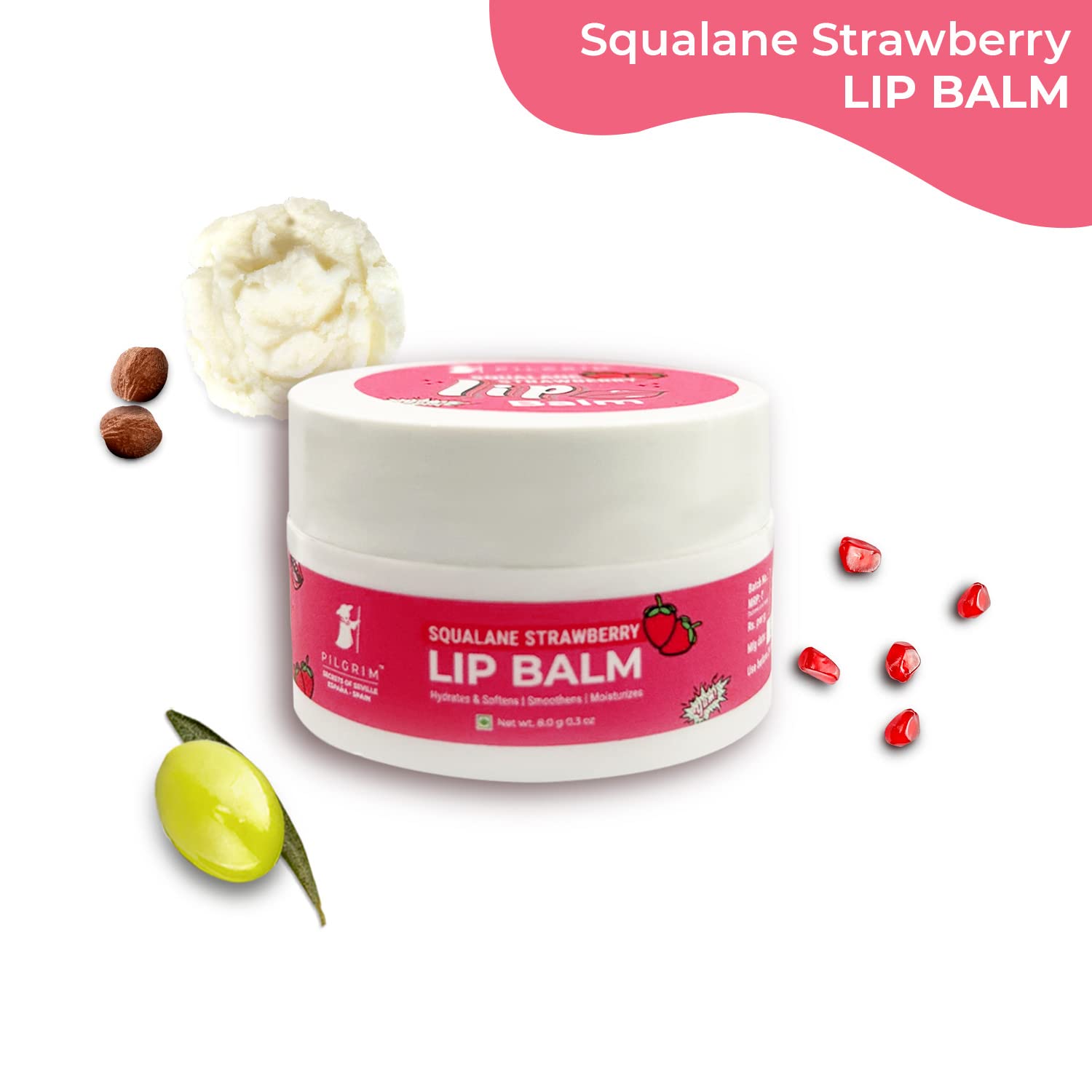 Pilgrim Cosmetics Squalane Strawberry Lip Balm 8gm