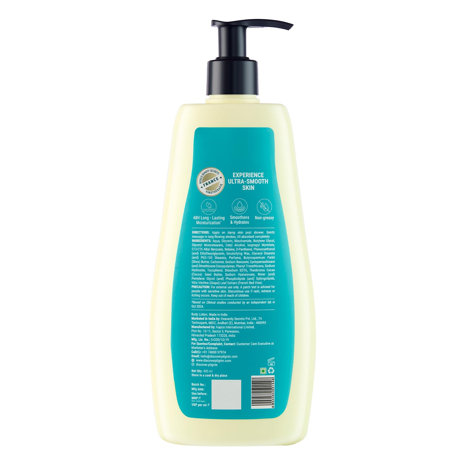 Pilgrim Cosmetics French Red Vine & Hyaluronic Acid Ultra-Smooth Body Lotion 400 ml | 13.52 fl. oz.