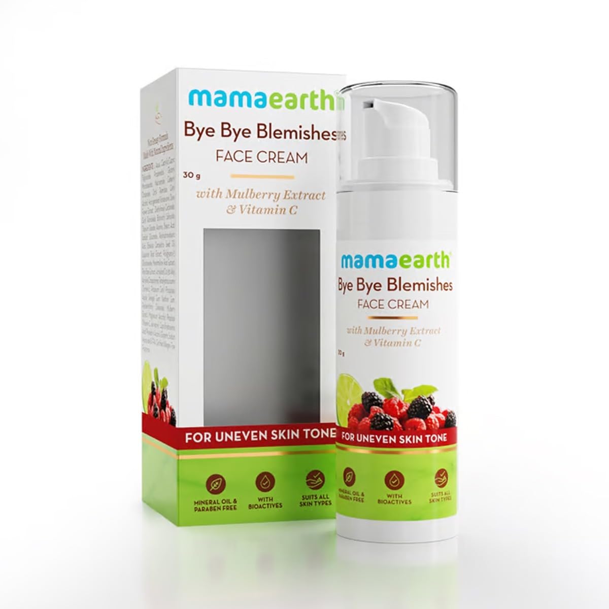 Mamaearth Bye Bye Blemishes Face Cream for Reducing Pigmentation and Blemishes with Mulberry Extract and Vitamin C 30g