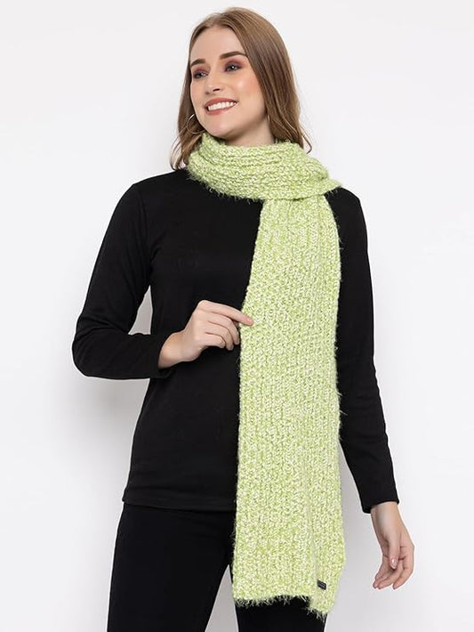 513 Women Green Textured Soft Acrylic Knitted Muffler