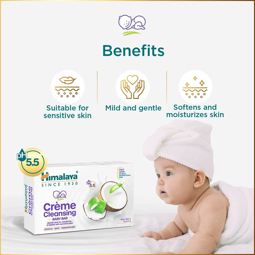 Himalaya Crème Cleansing Baby Care Bar Gentle Care For Newborns Skin Soap