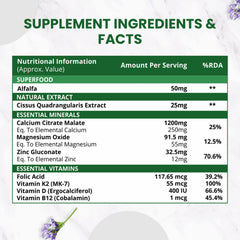 Himalayan Organics Alfalfa Calciumcitratmalat 1200 mg mit Vitamin D, K2, Mk7, B12, Zink und Magnesium, 120 vegetarische Tabletten