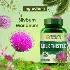 Himalayan Organics Mariendistel-Extrakt, Entgiftungspräparat für Männer und Frauen, mit 800 mg Silybum Marianum für eine gesunde Leber, hilft bei der Leberreinigung, 60 vegetarische Kapseln