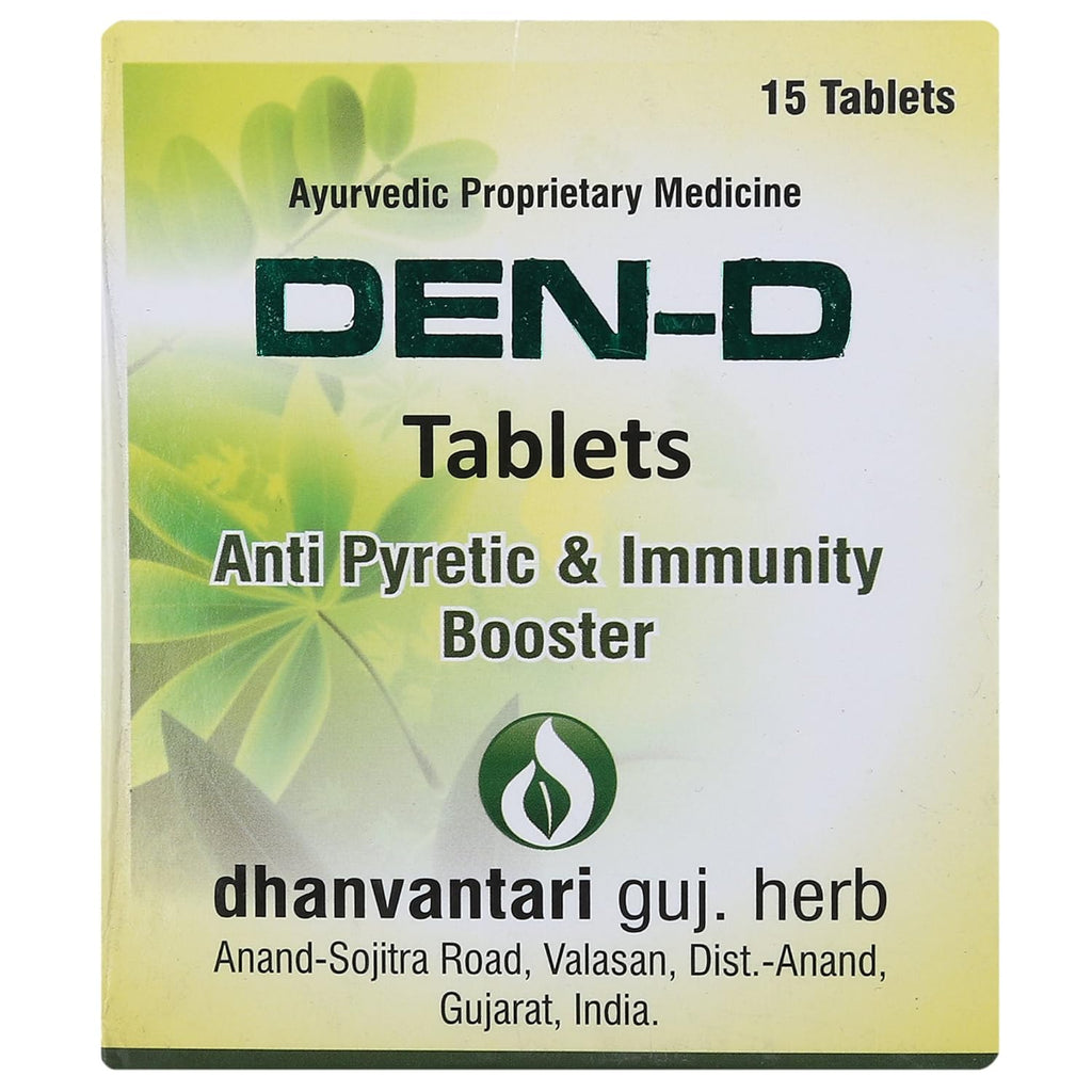 Dhanvantari Ayurvedic Den d Antipyretic Immunity Booster Tabletten und Sirup