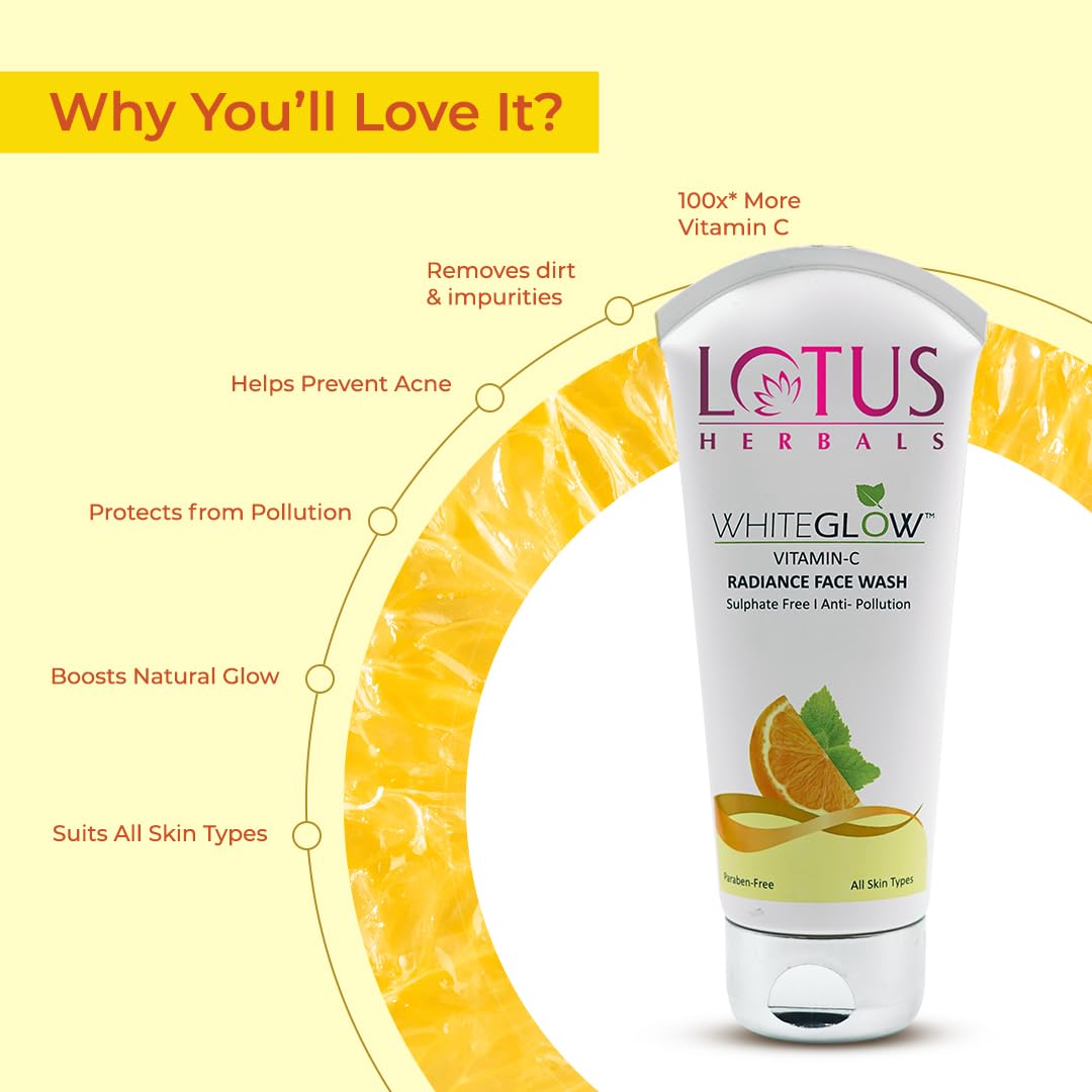 Lotus Herbals White Glow 3 In 1 Deep Cleansing,Advance Pink Glow & Vitamin C Face Wash