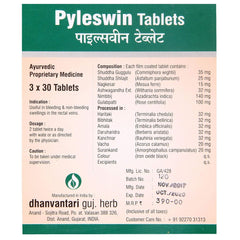 Dhanvantari Ayurvedic Pyleswin Nützlich bei blutenden und nicht blutenden Hämorrhoiden-Tabletten