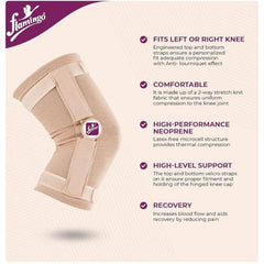 Flamingo Health Orthopädische Kniescheibe mit Scharnier, Farbe Schwarz Ya Beige, Code 2023