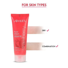 Jovees Herbal Strawberry,Tea Tree,Lemon,Neem,De-Tan & Grape Face Wash with Strawberry Extracts For Normal to Dry Skin For Women/Men For Hydrating & Glowing Skin