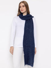 513 Women Acrylic Woolen Solid Plain Casual Warm Winter Wear Luxurious Muffler Scarf Stole,Navy