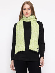 513 Women Green Textured Soft Acrylic Knitted Muffler