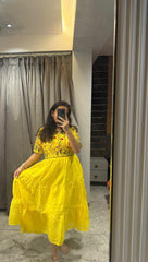 Bollywood Women Indian Ethnic Party Wear Pure Soft Maska Cotton Print Maxi Dress
