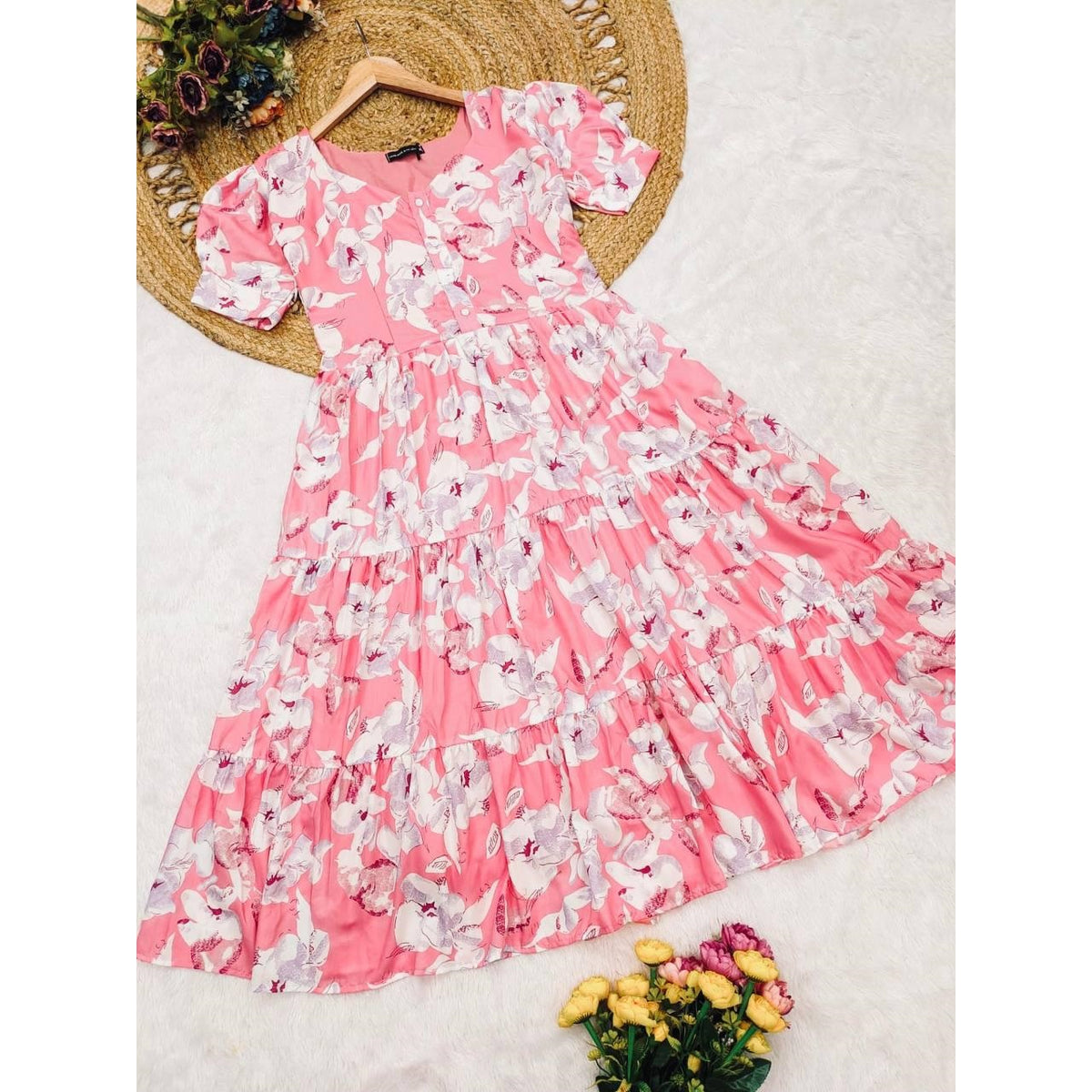 Bollywood Women Indian Ethnic Party Wear Pure Soft Cotton Print Dress