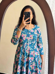 Bollywood Indian Ethnic Party Wear Pure Soft Cotton Maxi Print Dress