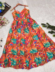 Bollywood Women Indian Ethnic Party Wear Pure Soft Chinnon Maxi Dress