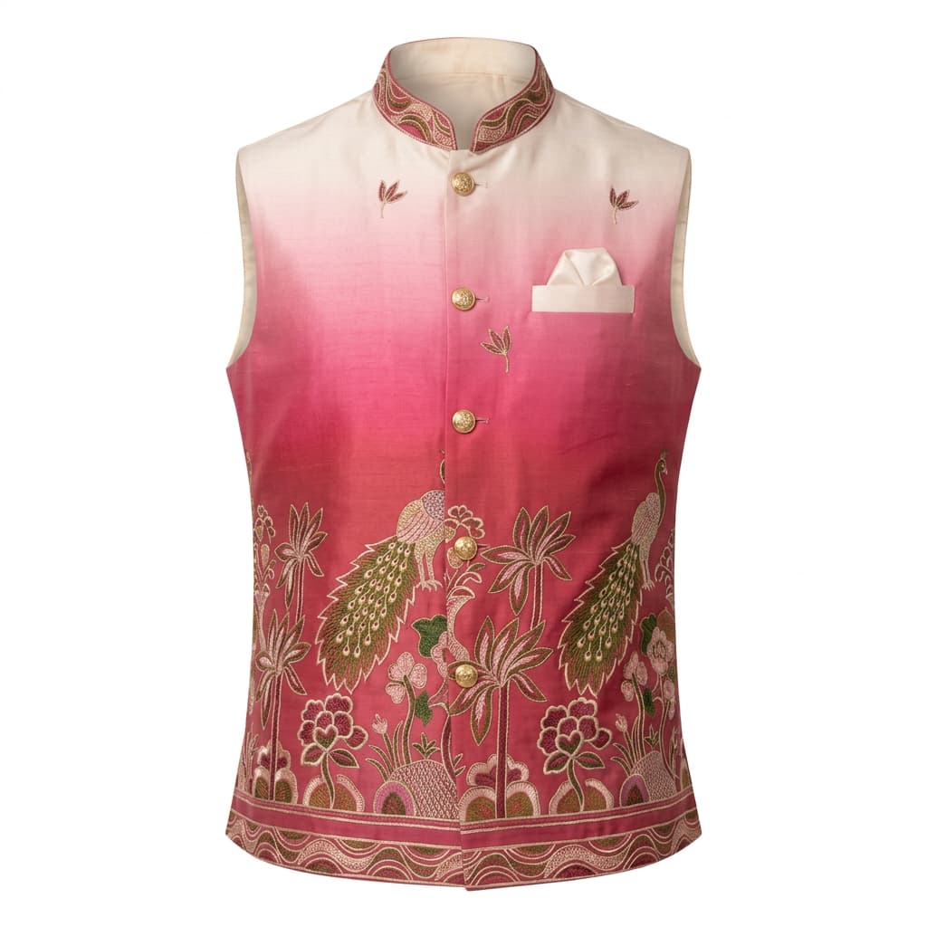 Shaded Peacock Designer Koti / Kurta / Pyjama