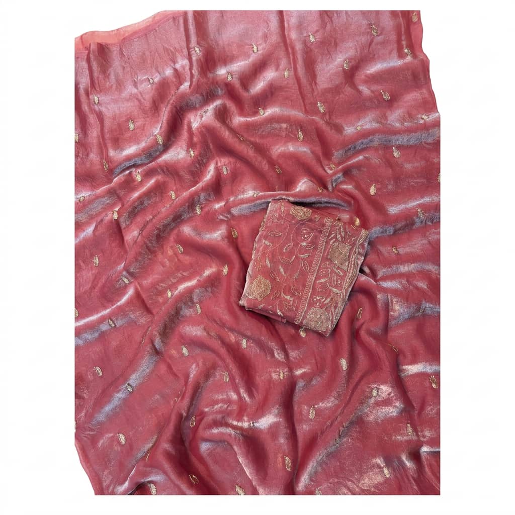 Shree Fendy Leaf Two-Tone Space Silk Partywear Saree with Handwork Blouse