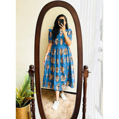 Bollywood Women Indian Ethnic Party Wear Pure Soft Cotton Dress