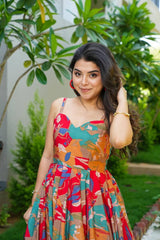 Bollywood Women Indian Ethnic Party Wear Pure Soft Chinnon Maxi Dress