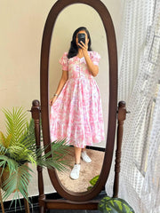 Bollywood Women Indian Ethnic Party Wear Pure Soft Cotton Print Dress