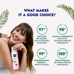 Nivea Naturally Good Body Wash, Maiglöckchen, Orangenblüten- und Pflaumenblütenöl-Duschgel, ohne Parabene, vegane Formel, 98 % Inhaltsstoffe natürlichen Ursprungs für ein sanft reinigendes Duschgel, 300 ml