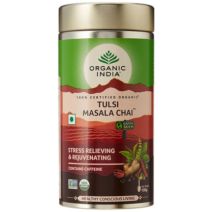 Organic India Tulsi Masala Chai Green Tea 25 Infusion Bag & 100g Tin